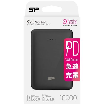 Silicon Power Cell C10QC 10000 mAh külső akkumulátor (fekete)