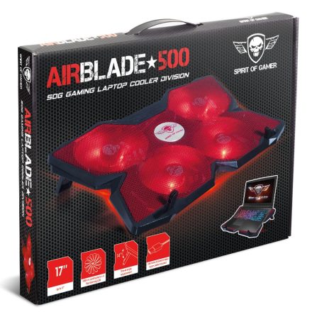 Spirit of Gamer Airblade 500 Red 17" notebook hűtőpad (SOG-VE500RE)