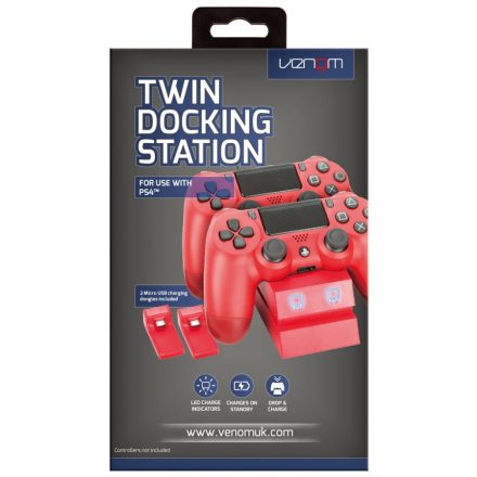 Venom PS4 DualShock 4 Twin Docking Station töltőállomás piros (VS2739)