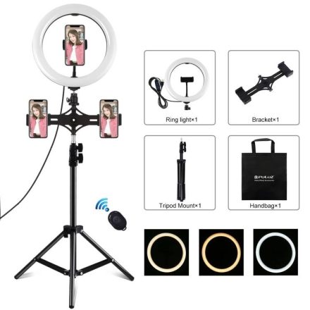 Puluz LED Ring lámpa állvány 26 cm (3x okostelefon) (PKT3070B)