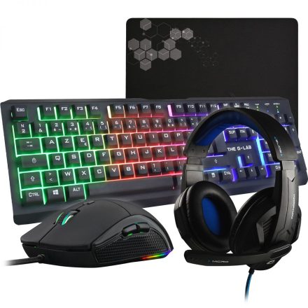 The G-Lab Gaming Kit 4 in 1 COMBO SELENIUM csomag (billentyűzet + headset + egér + egérpad) (magyar kiosztás)