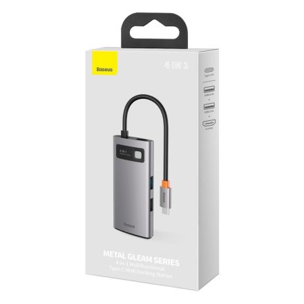 Baseus Metal Gleam Series 4 az 1-ben USB hub (USB-C - USB 3.0 + USB 2.0 + HDMI + USB-C PD)