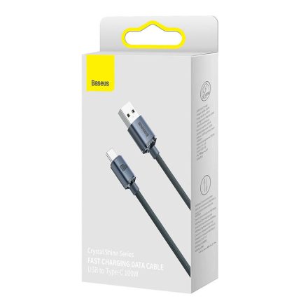 Baseus Crystal Shine USB-C kábel, 100W, 2m (Fekete) (CAJY000501)
