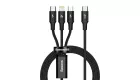 Baseus Rapid Series USB-C 3 az 1-ben kábel, mikro USB / Lightning / USB-C, 20 W, 1,5 m (fekete) (CAMLT-SC01)