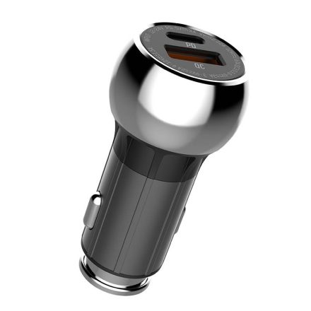 Autós töltő LDNIO C1, USB + USB-C, PD + QC 3.0, 36W (fekete)