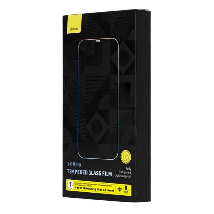 Baseus 0.4mm-es edzett üveg adatvédelmi magánszféra szűrővel iPhone 14 Plus/13 Pro Max készülékekhez