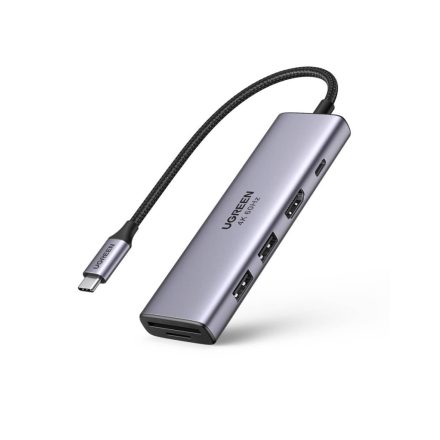 UGREEN CM511 5 az 1-ben adapter USB-C hub (2x USB, HDMI, USB-C, TF / SD) (szürke)
