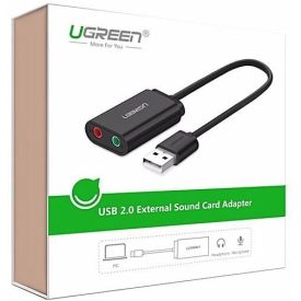 UGREEN 15 cm-es USB külső hangkártya (fekete)