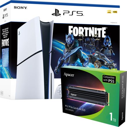 Sony PlayStation 5 konzol (CFI-2000) (Slim) Fortnite Cobalt Star Bundle + Apacer 1TB M.2 SSD