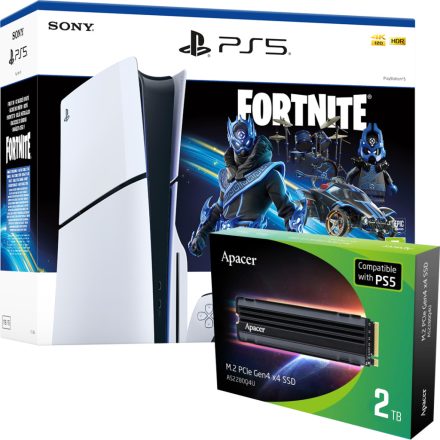 Sony PlayStation 5 konzol (CFI-2000) (Slim) Fortnite Cobalt Star Bundle + Apacer 2TB M.2 SSD