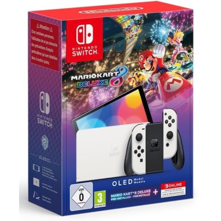 Nintendo Switch OLED Modell 64GB Neon White (fehér) + Mario Kart 8 Deluxe + Nintendo Switch Online 12 hónap