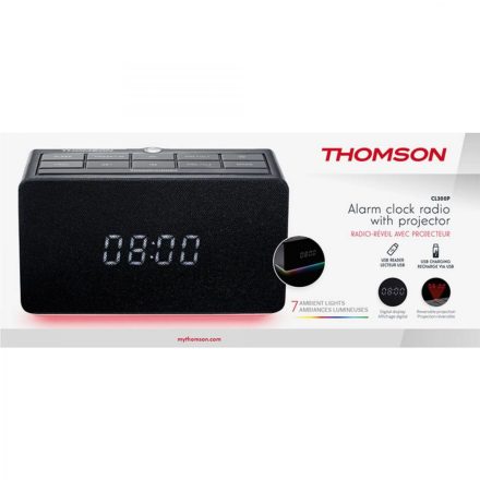 Thomson CL300P Projektoros Ébresztőóra Rádióval (fekete)