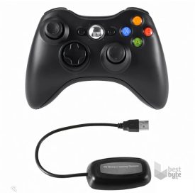   IBCG Vezeték nélküli Xbox 360/PC kompatibilis fekete kontroller (USB Adapterrel) (PRCX360PCWLSSBK)