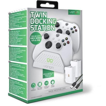 Venom VS2871 Xbox Series S/X & One fehér dupla töltőállomás+ 2db akkumulátor