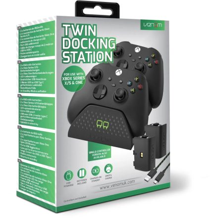 Venom VS2881 Xbox Series S/X & One fekete dupla töltőállomás + 2 db akkumulátor