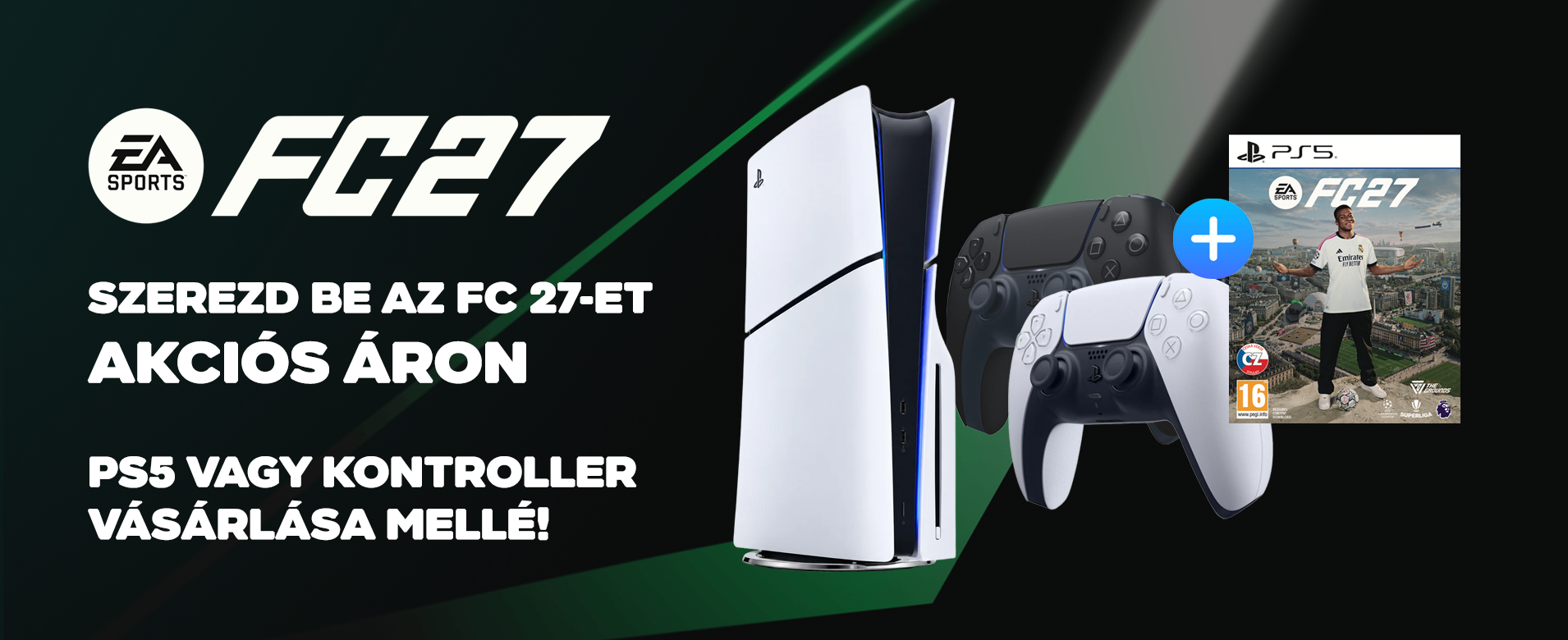 PS5 Slim konzol és DualSense kontroller mellé akciós az EA Sports FC 27!